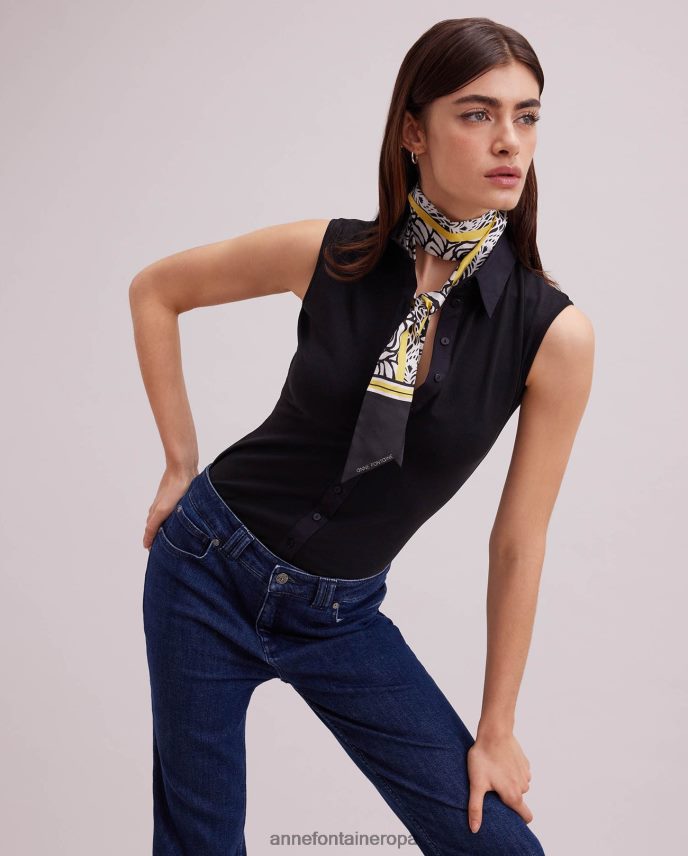 accesorios es Anne Fontaine mujer Bufanda de corbata Tyffanya, bufanda de sarga de seda con rosas elegante 646LTX628