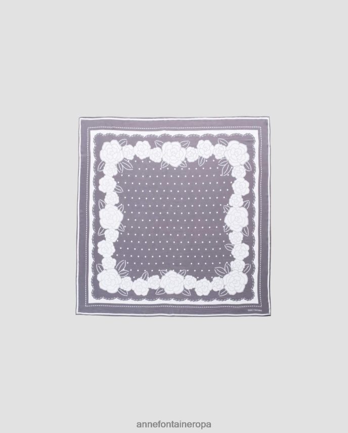accesorios es Anne Fontaine mujer bufanda adrian bufanda floral de seda y bambú gris 646LTX619