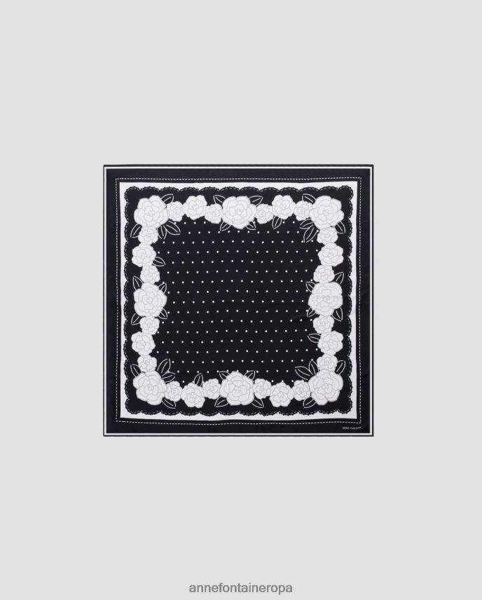 accesorios es Anne Fontaine mujer bufanda adrian floral y estola de bambú y seda blanco negro 646LTX622