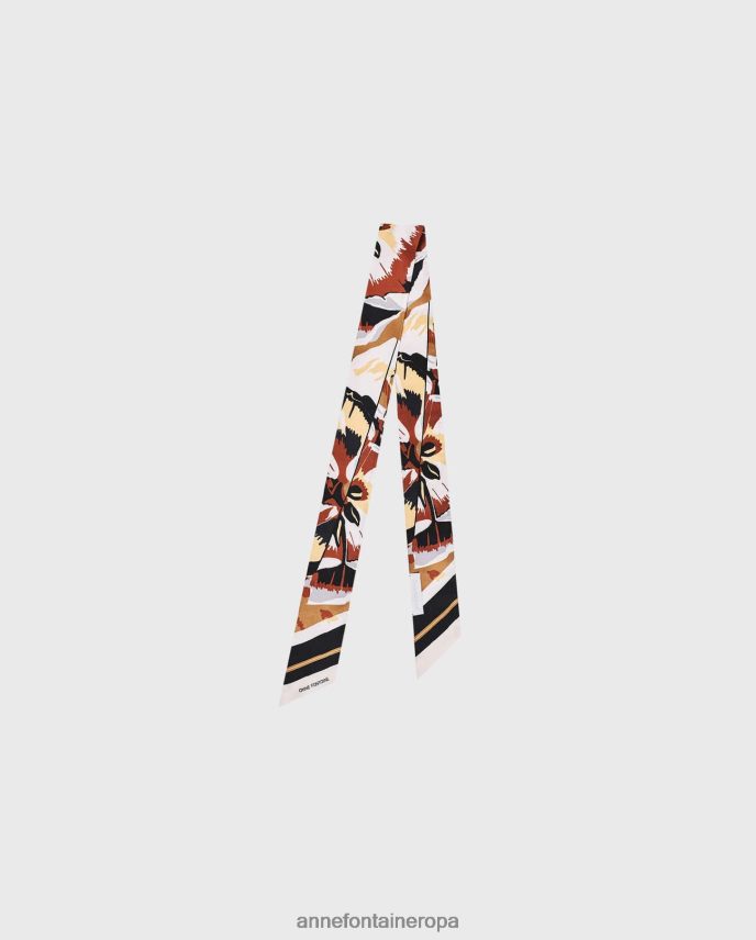 accesorios es Anne Fontaine mujer bufanda con lazo trey bufanda de sarga de seda floral 646LTX630