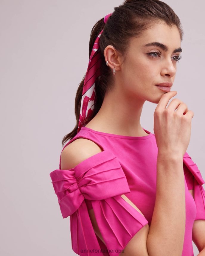 accesorios es Anne Fontaine mujer bufanda pica bufanda mitzah de seda con estampado floral fucsia 646LTX624