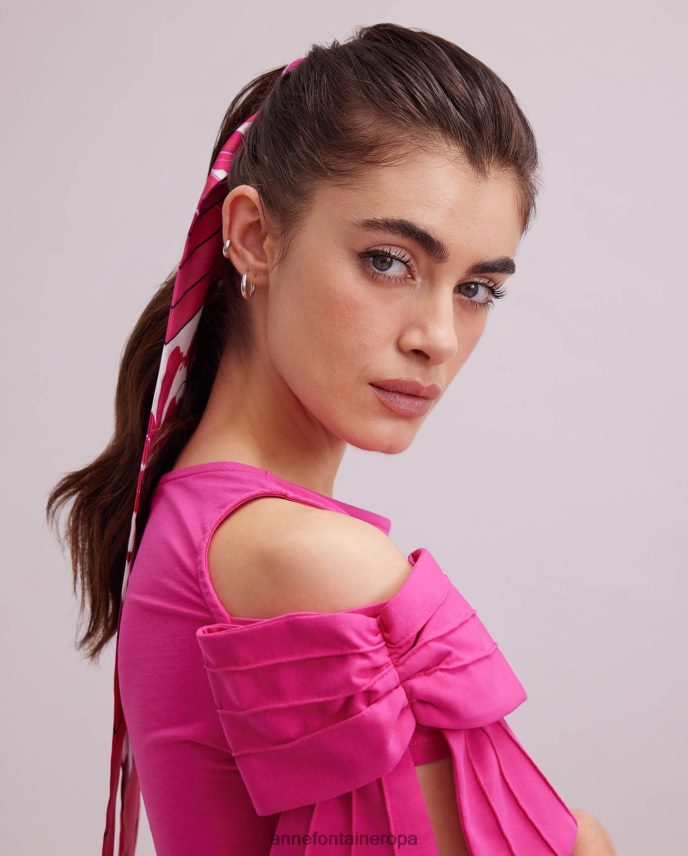 accesorios es Anne Fontaine mujer bufanda pica bufanda mitzah de seda con estampado floral fucsia 646LTX624