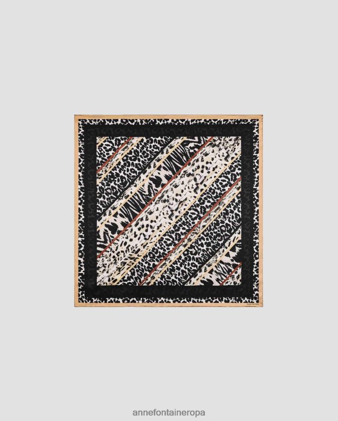 accesorios es Anne Fontaine mujer bufanda taddy bufanda cuadrada de seda estampados de animales 646LTX613