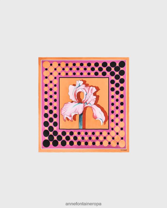 accesorios es Anne Fontaine mujer pañuelo cuadrado de seda todd en negrita y naranja/fucsia 646LTX636