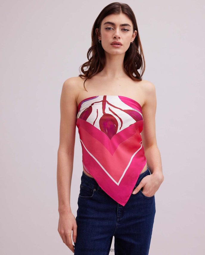 accesorios es Anne Fontaine mujer pañuelo de orquídeas pañuelo de seda con estampado floral fucsia 646LTX635