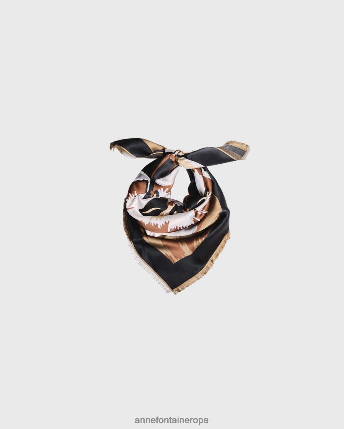 accesorios es Anne Fontaine mujer pañuelo de tela pañuelo cuadrado de seda con detalles floral 646LTX612