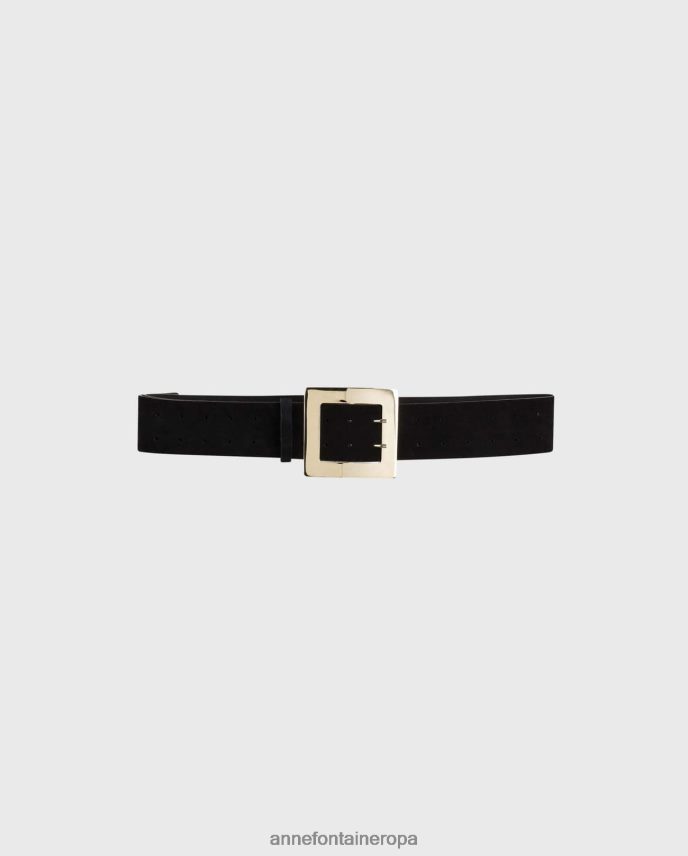 accesorios es Anne Fontaine mujer cinturón babel cinturón ancho de ante con hebilla llamativa oro negro 646LTX646