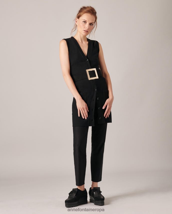 accesorios es Anne Fontaine mujer cinturón babel cinturón ancho de ante con hebilla llamativa oro negro 646LTX646