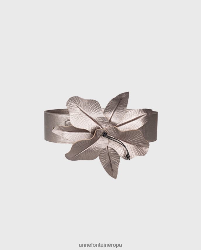 accesorios es Anne Fontaine mujer cinturón de metal carrie cinturón ancho floral en cuero metalizado bronce 646LTX644