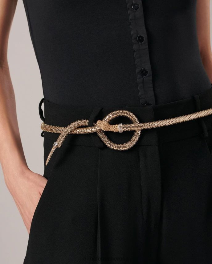 accesorios es Anne Fontaine mujer cinturón isla cinturón de serpiente de metal Oro blanco 646LTX659