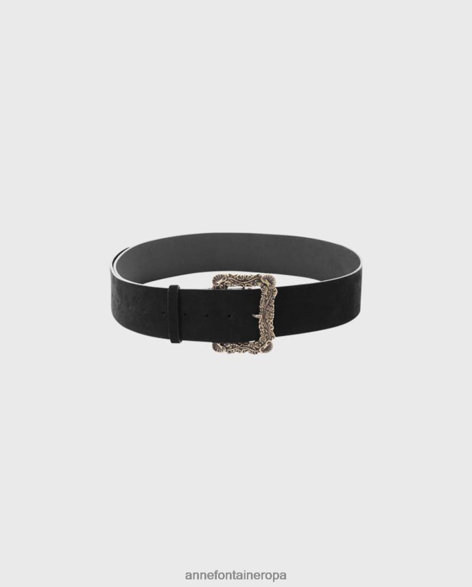 accesorios es Anne Fontaine mujer cinturón oconor cinturón de piel serraje con acabado envejecido oro negro 646LTX664