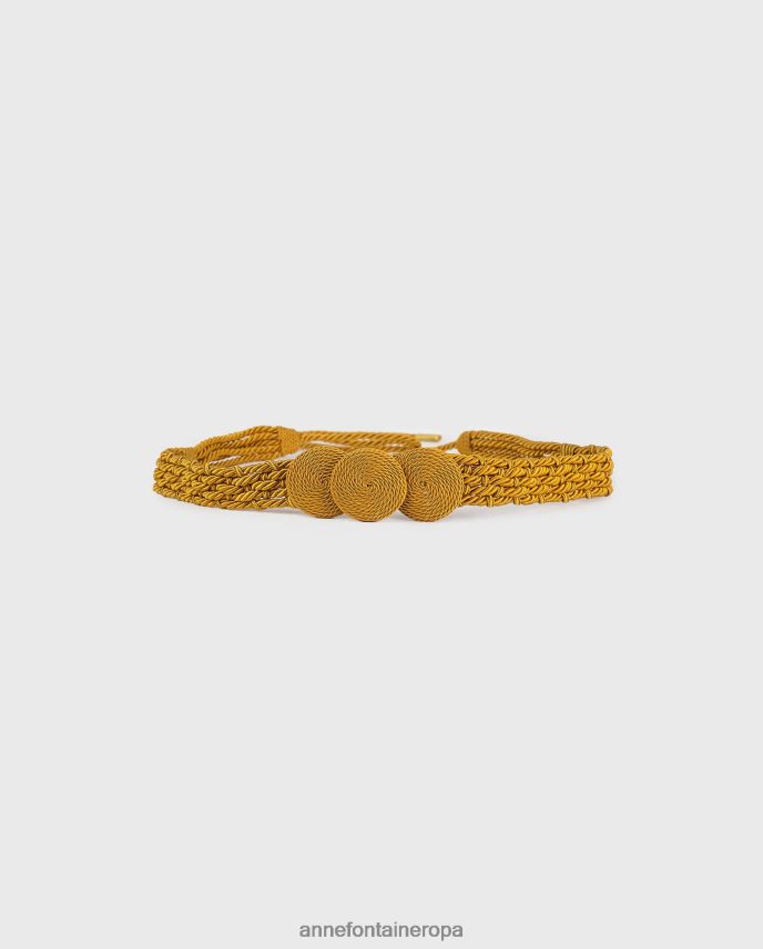 accesorios es Anne Fontaine mujer cinturón perkins cinturón de cuerda con tela retorcida y tres círculos centrales oro 646LTX680