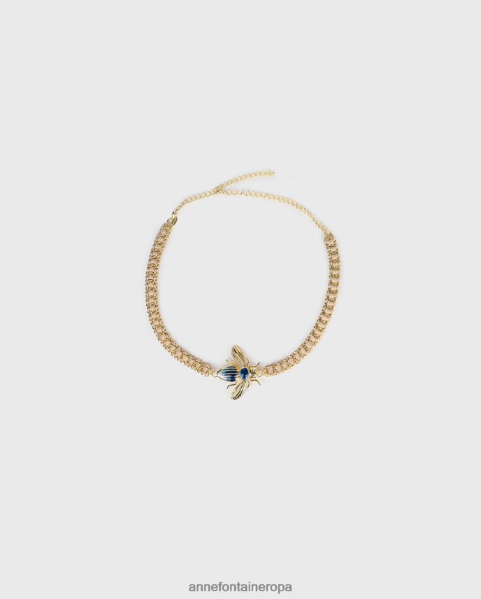 accesorios es Anne Fontaine mujer cinturón virginia y cinturón de cadena de insectos oro/azul 646LTX676