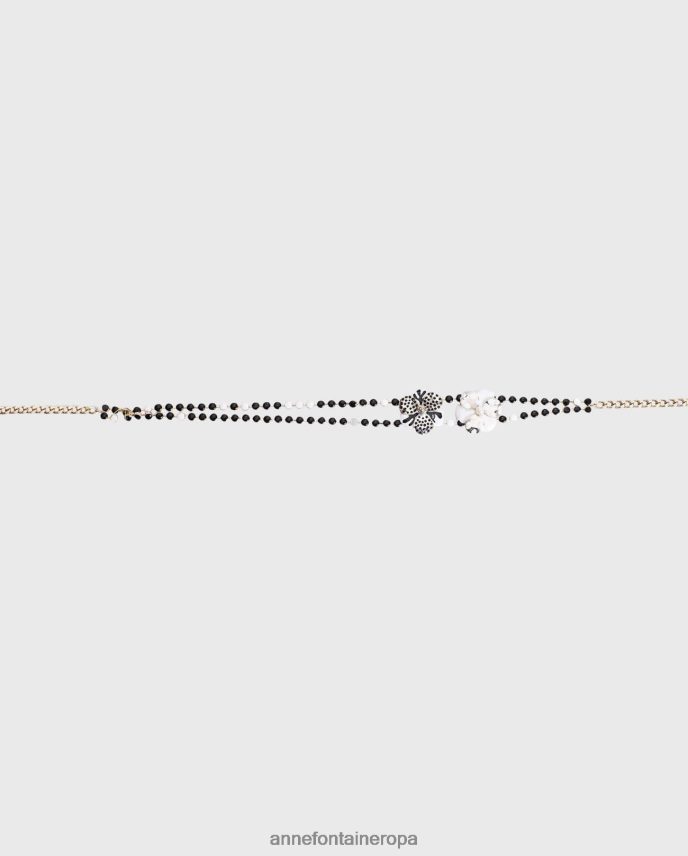 accesorios es Anne Fontaine mujer cinturón wisley con eslabones florales blanco negro 646LTX673