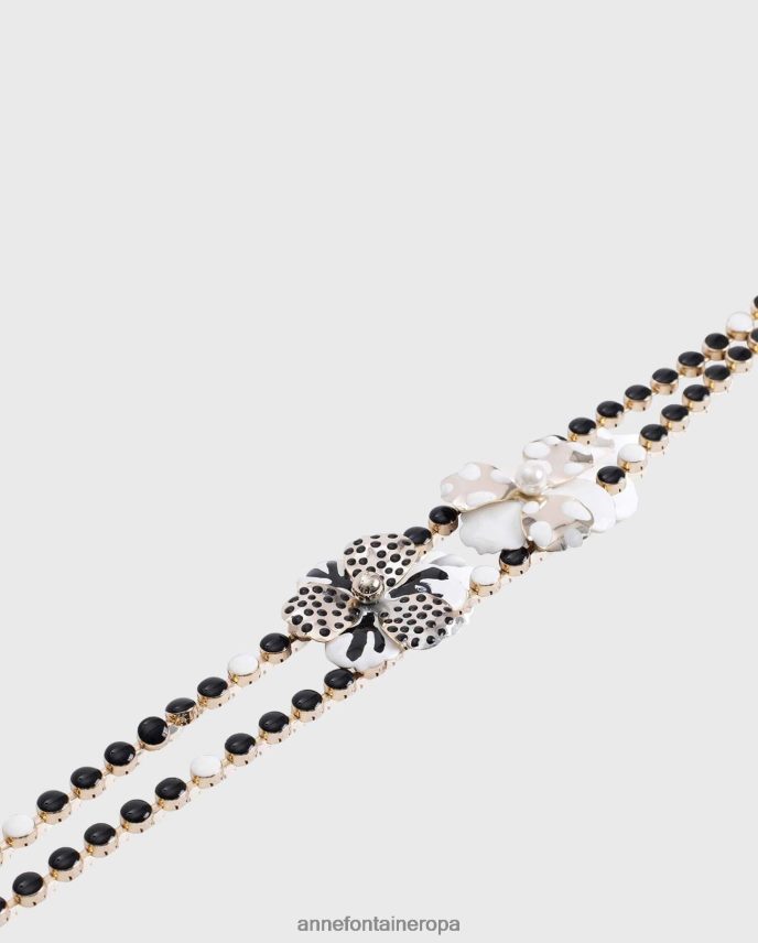 accesorios es Anne Fontaine mujer cinturón wisley con eslabones florales blanco negro 646LTX673