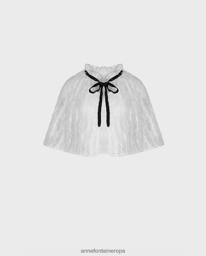 accesorios es Anne Fontaine mujer capa bovary capa de encaje transparente con ribete de pestañas blanco 646LTX504