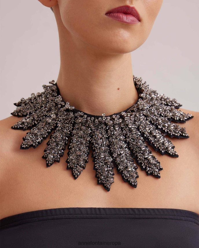 accesorios es Anne Fontaine mujer collar izzalda collar de tela engastado con piedras elegante 646LTX537