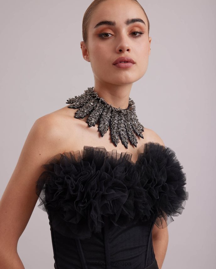 accesorios es Anne Fontaine mujer collar izzalda collar de tela engastado con piedras elegante 646LTX537