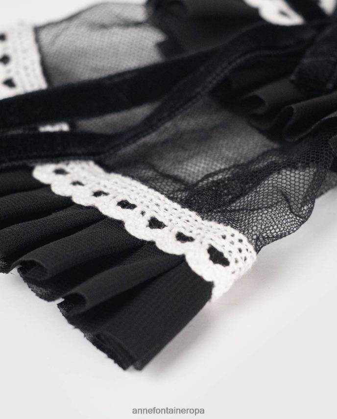 accesorios es Anne Fontaine mujer conjunto de cuello y puños colette y conjunto de cuello y puños con detalle de encaje blanco negro 646LTX529