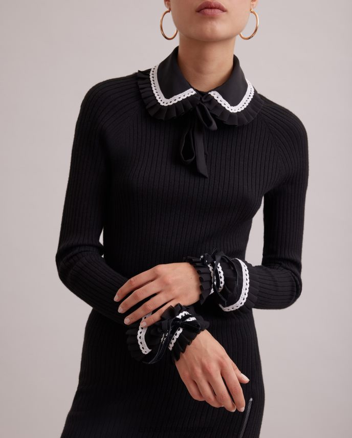 accesorios es Anne Fontaine mujer conjunto de cuello y puños colette y conjunto de cuello y puños con detalle de encaje blanco negro 646LTX529