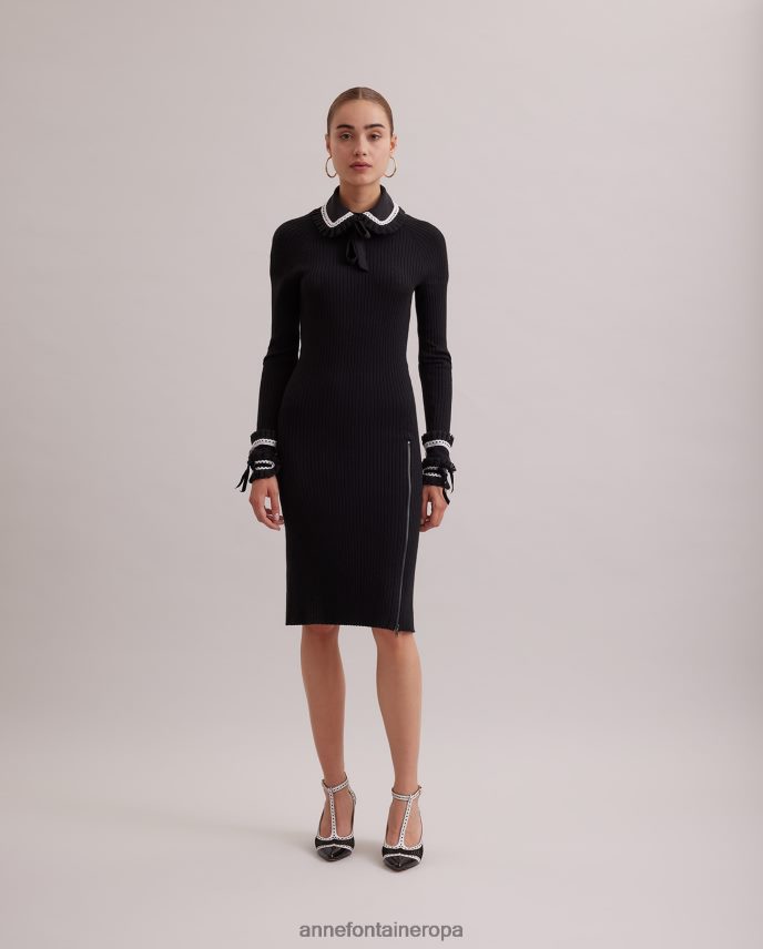 accesorios es Anne Fontaine mujer conjunto de cuello y puños colette y conjunto de cuello y puños con detalle de encaje blanco negro 646LTX529