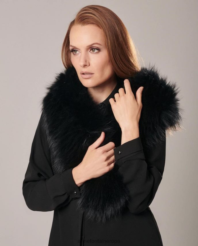 accesorios es Anne Fontaine mujer cuello de piel de cuello blair negro 646LTX538