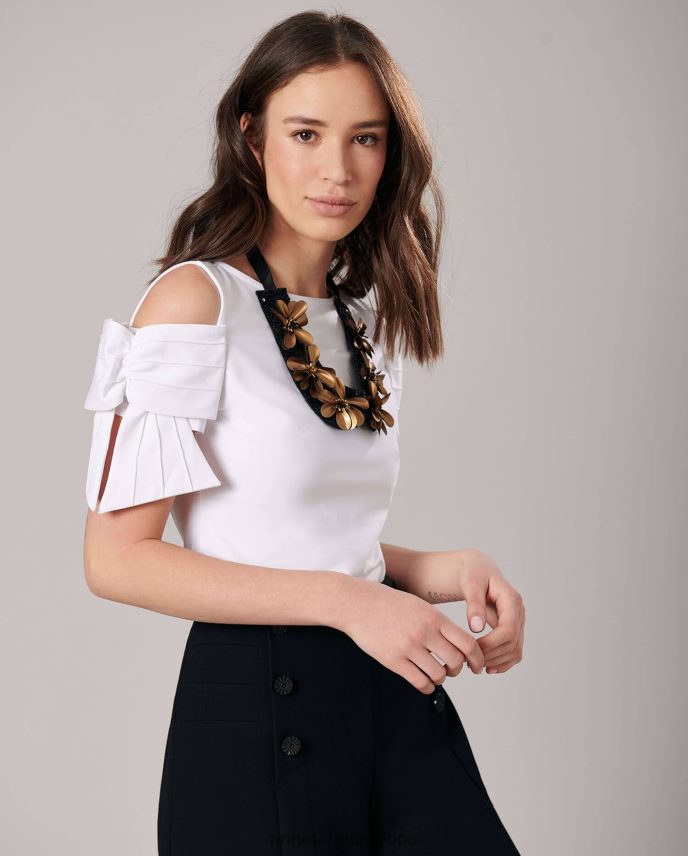 accesorios es Anne Fontaine mujer nicole collar cuello de tela con flores y lentejuelas oro negro 646LTX517