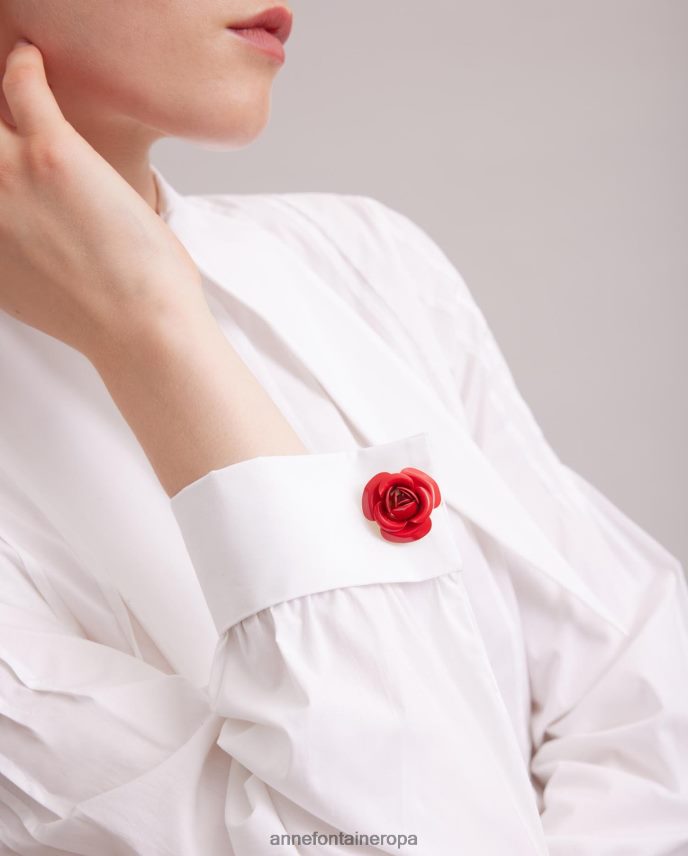 accesorios es Anne Fontaine mujer neissy cufflinks Gemelo clásico con flores en rojo amapola rojo amapola 646LTX545
