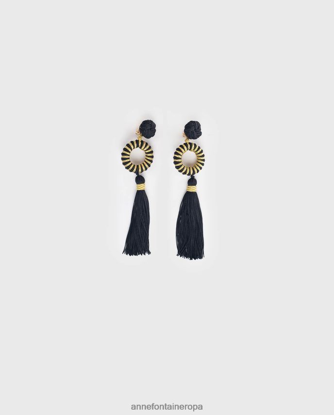 accesorios es Anne Fontaine mujer aretes ernest y aretes de borlas adornados oro negro 646LTX582