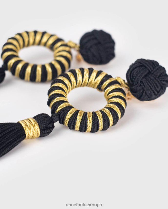 accesorios es Anne Fontaine mujer aretes ernest y aretes de borlas adornados oro negro 646LTX582