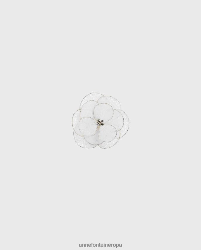 accesorios es Anne Fontaine mujer broche de malla floral con broche de wilk blanco 646LTX591