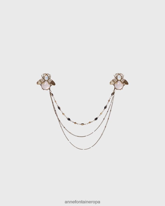 accesorios es Anne Fontaine mujer clip de collar nomade clips de collar de insectos con piedras y trío de cadenas elegante 646LTX596