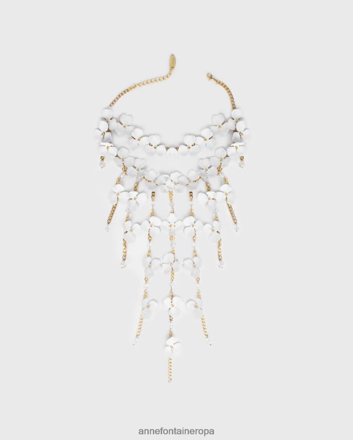 accesorios es Anne Fontaine mujer collar perlaya collar largo y flores Oro blanco 646LTX597
