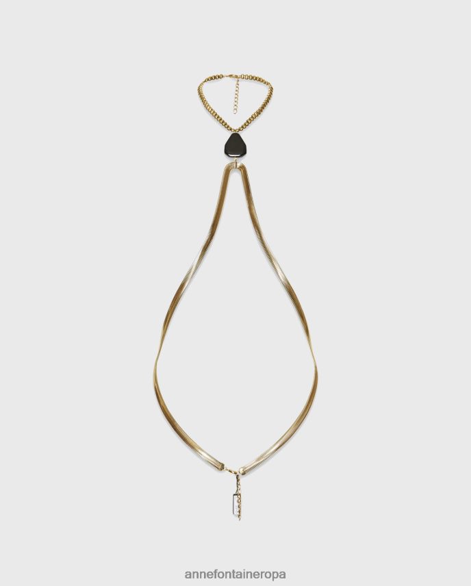 accesorios es Anne Fontaine mujer gims bodychain cadena para el cuerpo con piedra de ágata oro 646LTX600