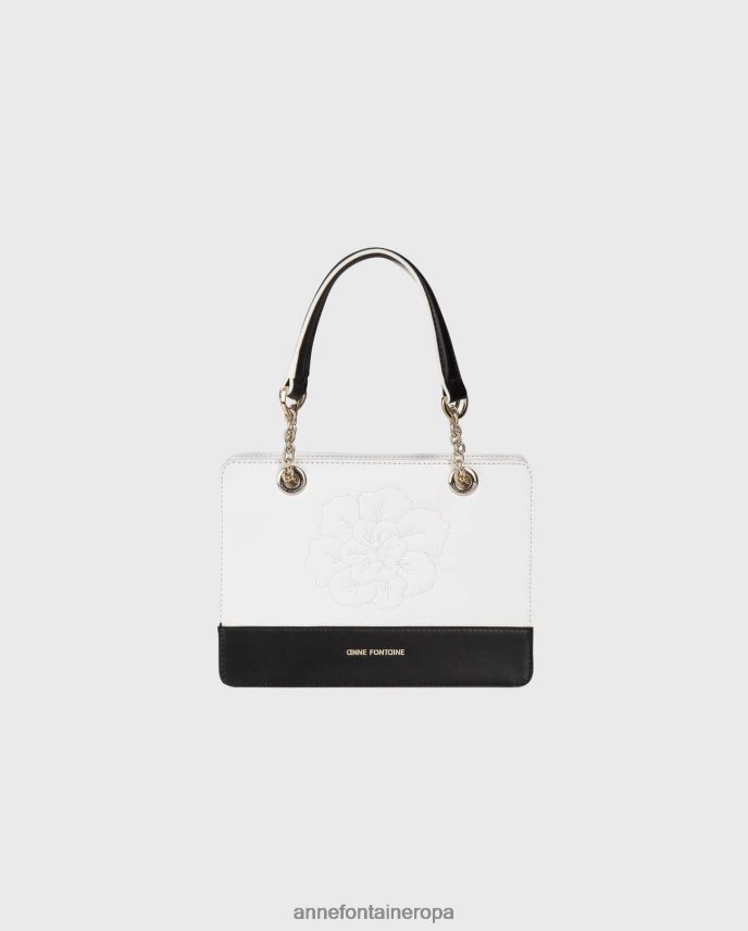 bolsas es Anne Fontaine mujer bolso iceberg bolso de piel con detalle floral blanco negro 646LTX704