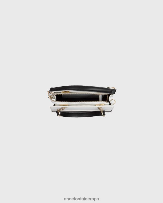 bolsas es Anne Fontaine mujer bolso iceberg bolso de piel con detalle floral blanco negro 646LTX704