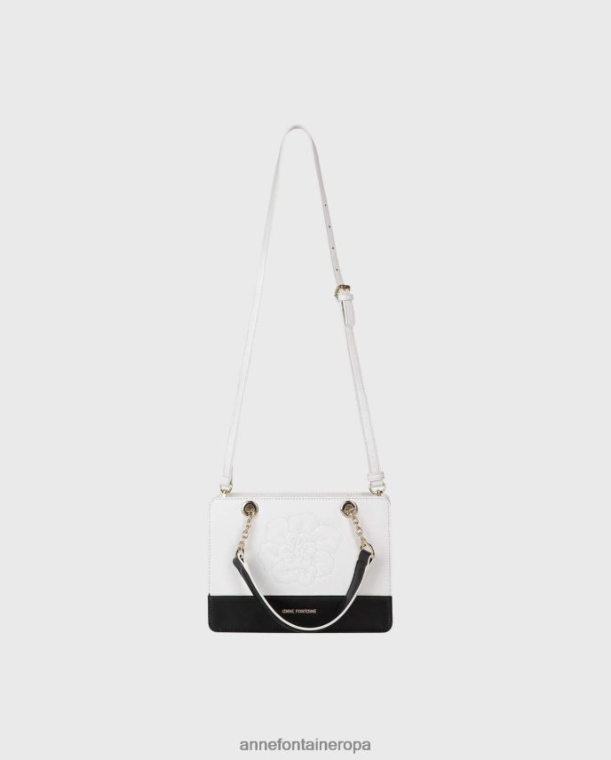 bolsas es Anne Fontaine mujer bolso iceberg bolso de piel con detalle floral blanco negro 646LTX704