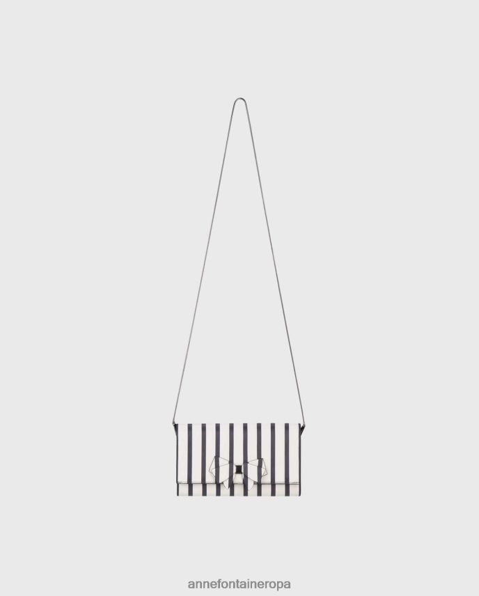 bolsas es Anne Fontaine mujer bolso ivan bolso de cuero a rayas azul marino/blanco 646LTX706