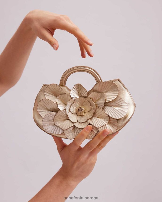 bolsas es Anne Fontaine mujer bolso mini scarlett bolso mini floral de cuero exclusivo oro 646LTX684