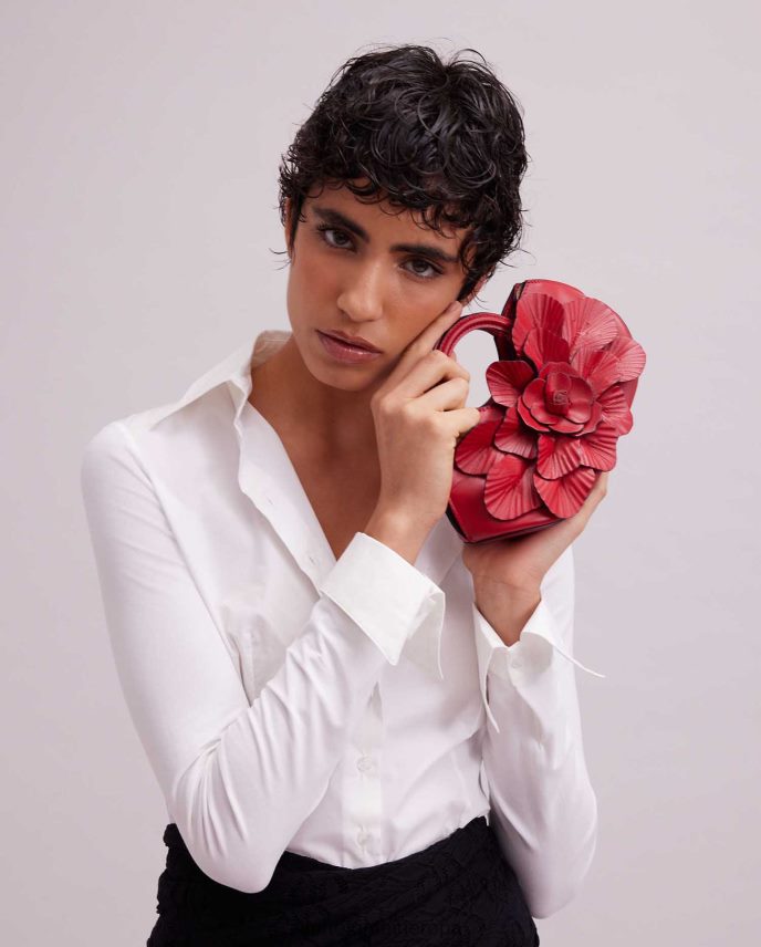 bolsas es Anne Fontaine mujer bolso mini scarlett bolso mini floral de cuero exclusivo tango rojo 646LTX687