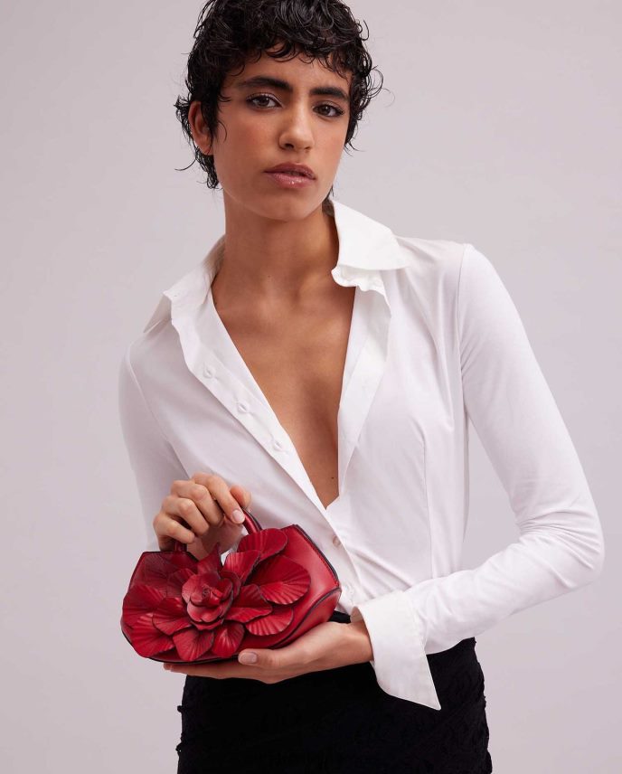 bolsas es Anne Fontaine mujer bolso mini scarlett bolso mini floral de cuero exclusivo tango rojo 646LTX687