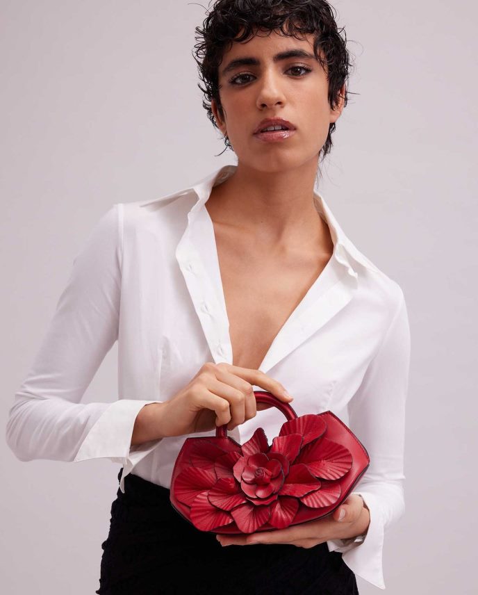 bolsas es Anne Fontaine mujer bolso mini scarlett bolso mini floral de cuero exclusivo tango rojo 646LTX687