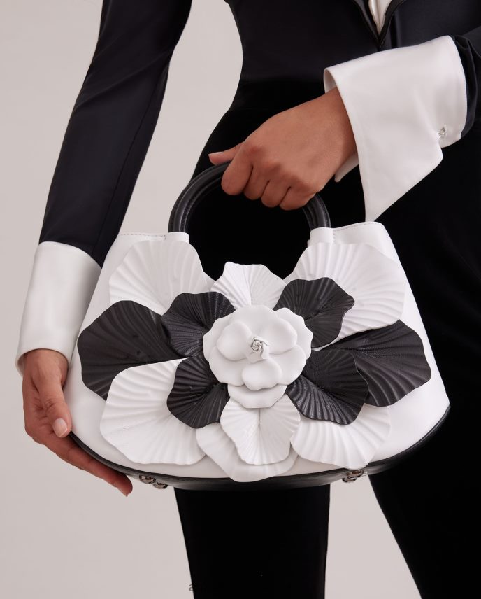 bolsas es Anne Fontaine mujer bolso scarlett mm bolso floral exclusivo blanco negro 646LTX692