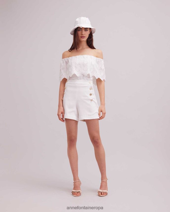 ropa es Anne Fontaine mujer short más rosado con detalles de botones Oro blanco 646LTX318