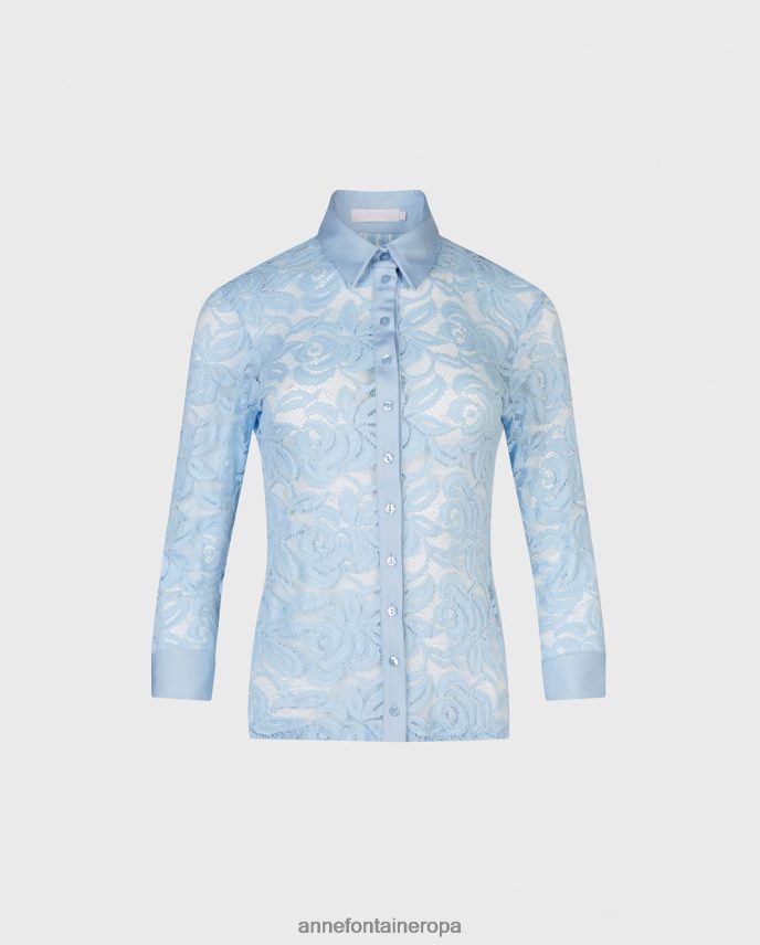 ropa es Anne Fontaine mujer Camisa de encaje con manga 3/4 de Nahia en Riviera azul 646LTX156