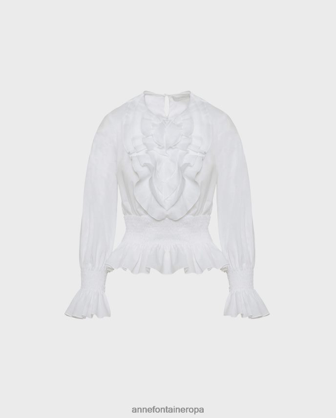 ropa es Anne Fontaine mujer blusa aida blusa de popelina con cintura fruncida blanco 646LTX209