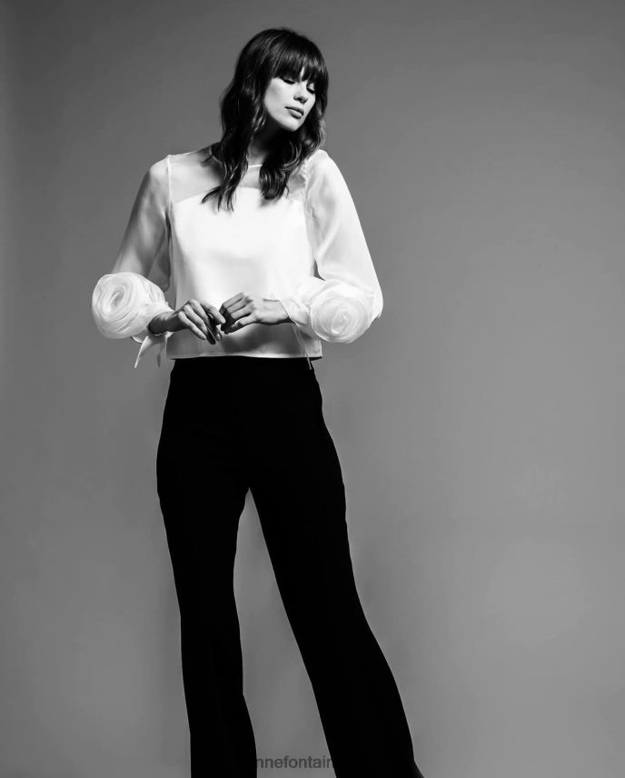 ropa es Anne Fontaine mujer blusa de primavera blusa de organza de seda de manga larga blanco 646LTX199