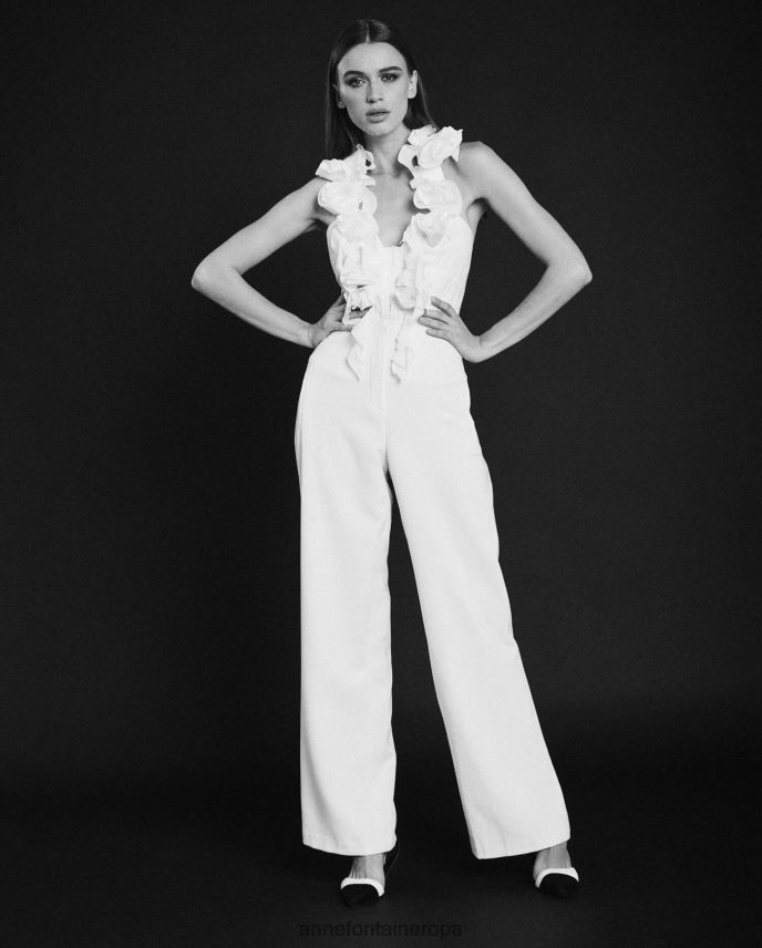 ropa es Anne Fontaine mujer blusa fahela camisa sin mangas estilo halter con escote en pico blanco 646LTX193