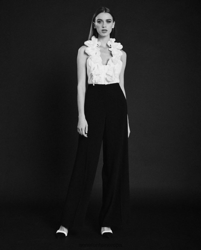 ropa es Anne Fontaine mujer blusa fahela camisa sin mangas estilo halter con escote en pico blanco 646LTX193