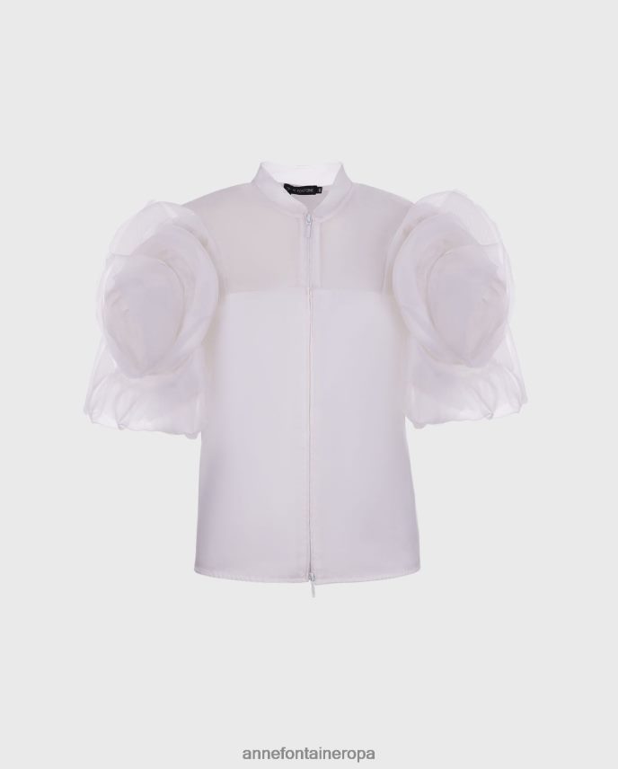 ropa es Anne Fontaine mujer blusa natalys blusa de organza de seda con mangas en forma de flor blanco 646LTX203